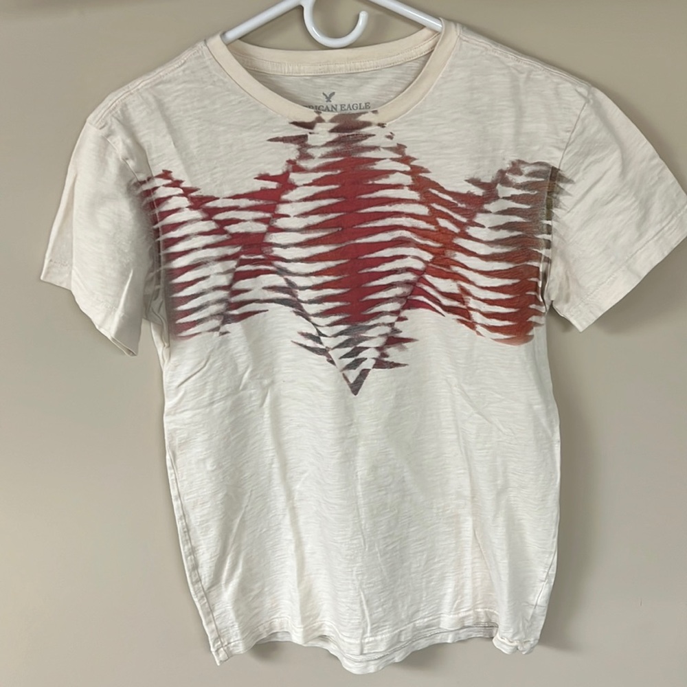 American eagle white shirt with red design tee size small s